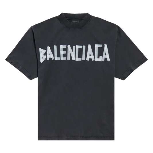 Polera Balenciaga New Tape Type Faded Washed Black