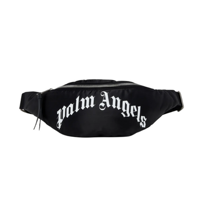 Palm Angels Curved Logo Fannypack Black White