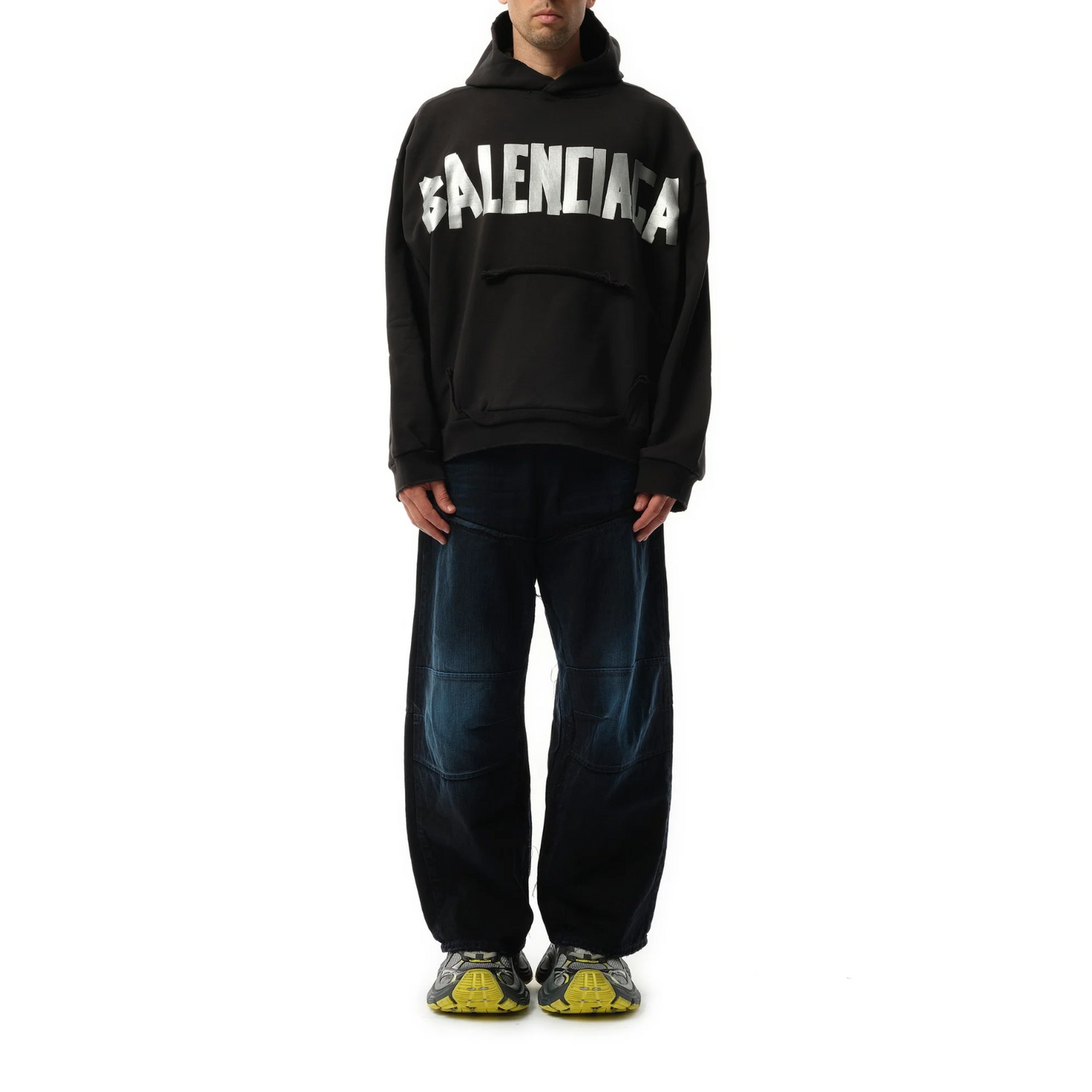 Poleron Balenciaga Ripped Pocket Faded Black/Silver