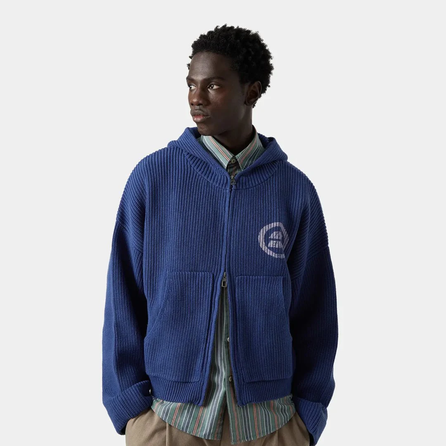 Sweater Eme Studios Anon Indigo Knit Full Zip