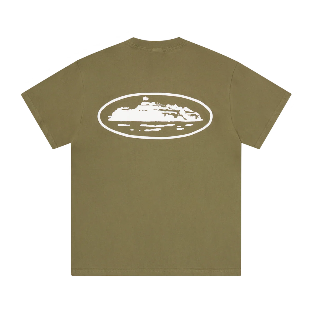 Polera Corteiz Island Puff Print Olive Tee