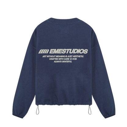 Poleron Eme Studios Buckler Navy Oversized Crewneck - XL