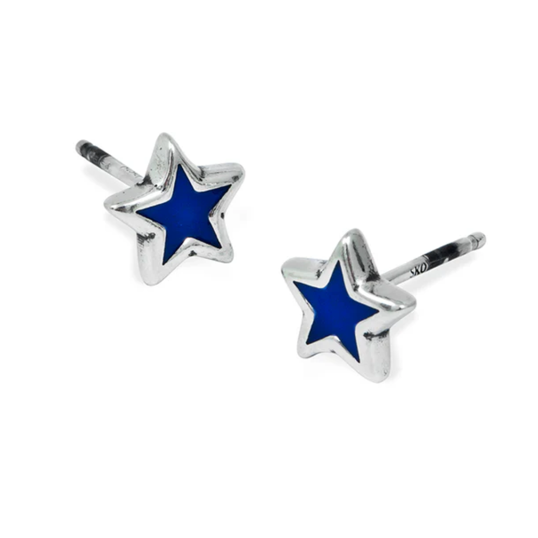 Aros Twojeys Enameled Star Studs Silver