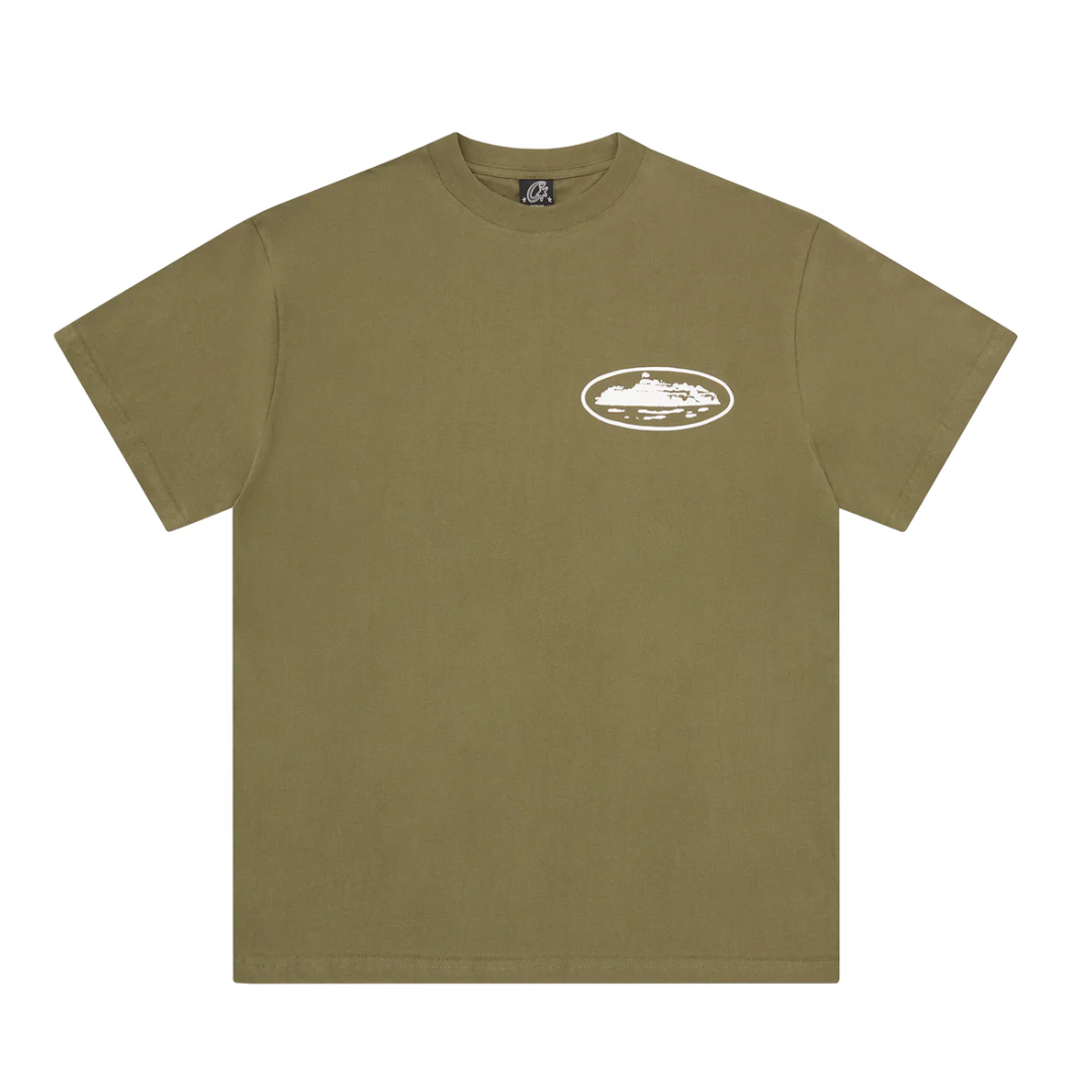 Polera Corteiz Island Puff Print Olive Tee