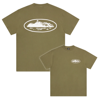 Polera Corteiz Island Puff Print Olive Tee