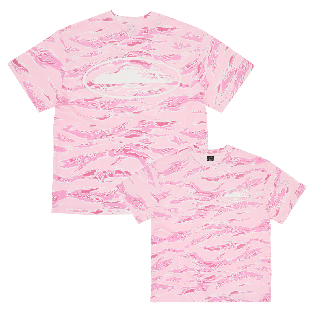 Polera Corteiz Island Puff Print Pink Tiger Camo