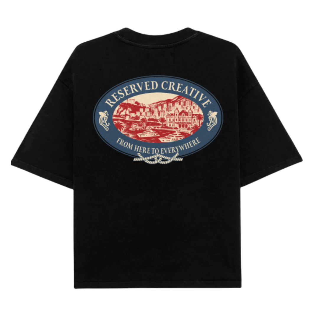 Polera Reserved Monaco Heavyweight Boxy Negra