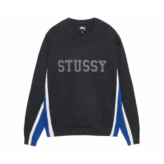 Stussy Contrast Stripe Crew Charcoal - XL