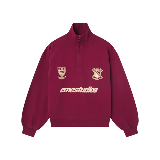 Poleron Eme Studios Peak Burgundy Half Zip